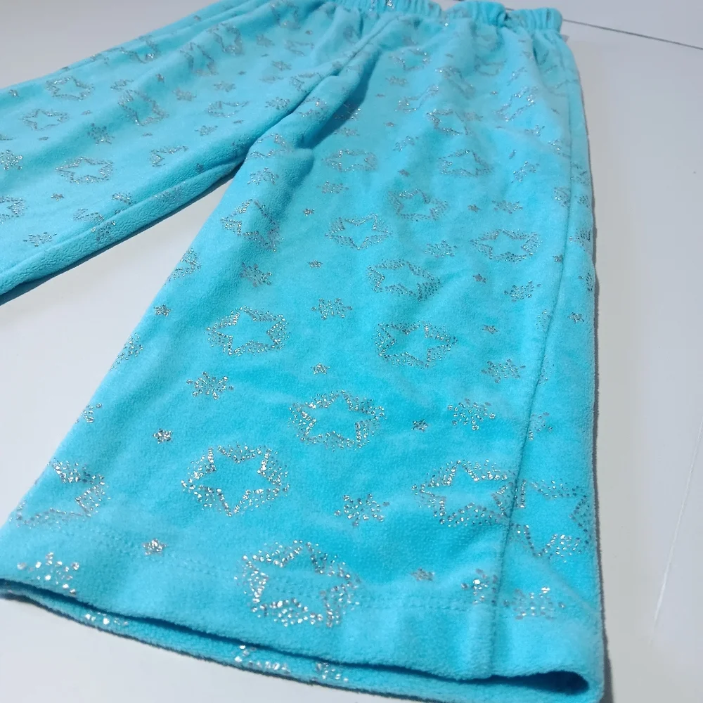 Girls' Blue And White Winter Fleece Pajamas with Penguin Design Size 4T